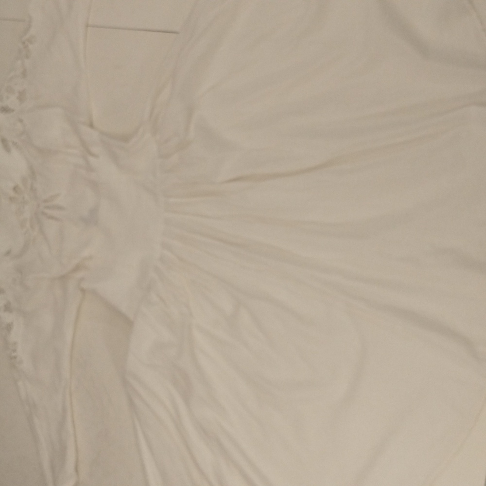 Vintage Nancy Johnson White Dress Circle Skirt Wide Waist Lace Detail Pockets - Picture 9 of 13